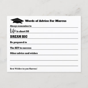 Modern Advice Wishes Party Graduation Postcard