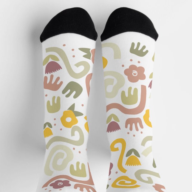 Modern Aesthetic Abstract Flower Pattern Socks (Top)