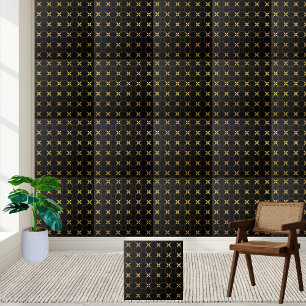Modern Aesthetic Black and Gold Geometric Tile