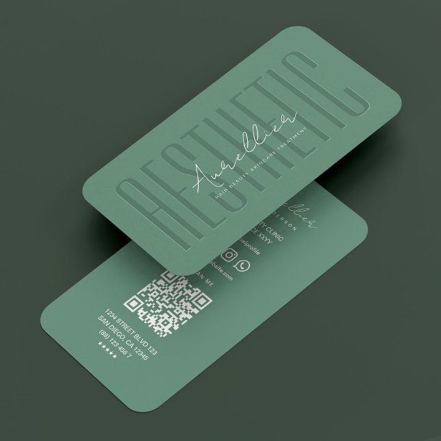 Modern Aesthetic Cosmetic Dusty Teal Beautician  Business Card (Modern Aesthetic Cosmetic Dusty Teal Beautician Business Card
)