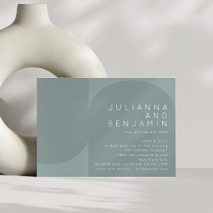 Modern Aesthetic Geometric Dusty Teal Wedding Invitation