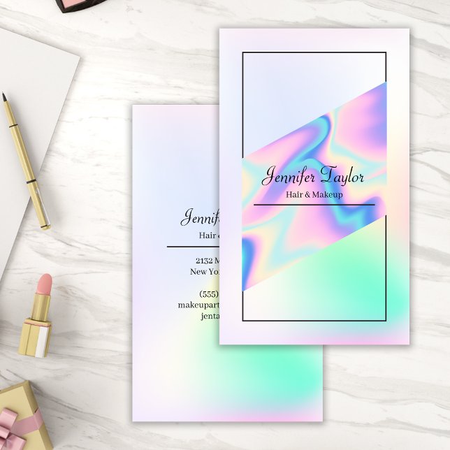 Modern Aesthetic Holographic Gradient Minimal Business Card (Creator Uploaded)