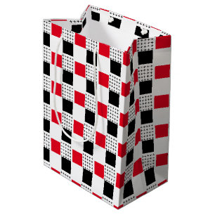 Modern Aesthetic Red & Black Chequerboard Medium Gift Bag