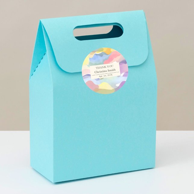 Modern Aesthetic Spring Retirement Thank You Favou Classic Round Sticker (Modern Aesthetic Pastel Spring Retirement Party)