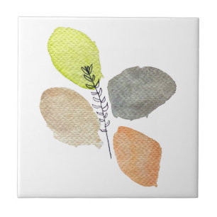 Modern Aesthetic watercolor leaf Ceramic Tile
