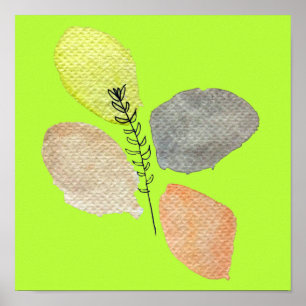 Modern Aesthetic watercolor leaf Poster