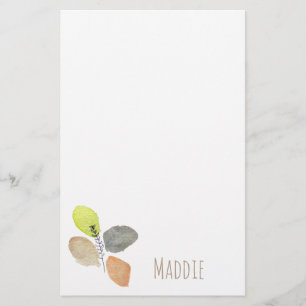 Modern Aesthetic watercolor leaf Stationery