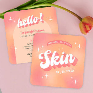 Modern Aesthetician Groovy Trendy Peach Skin Square Business Card