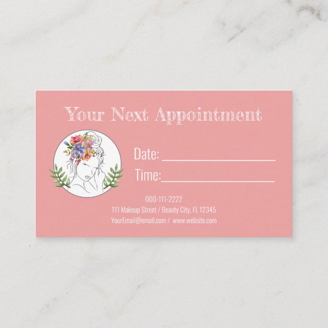 Modern Aesthetician Stylist Spa Elegant Chic Flora Appointment Card (Back)
