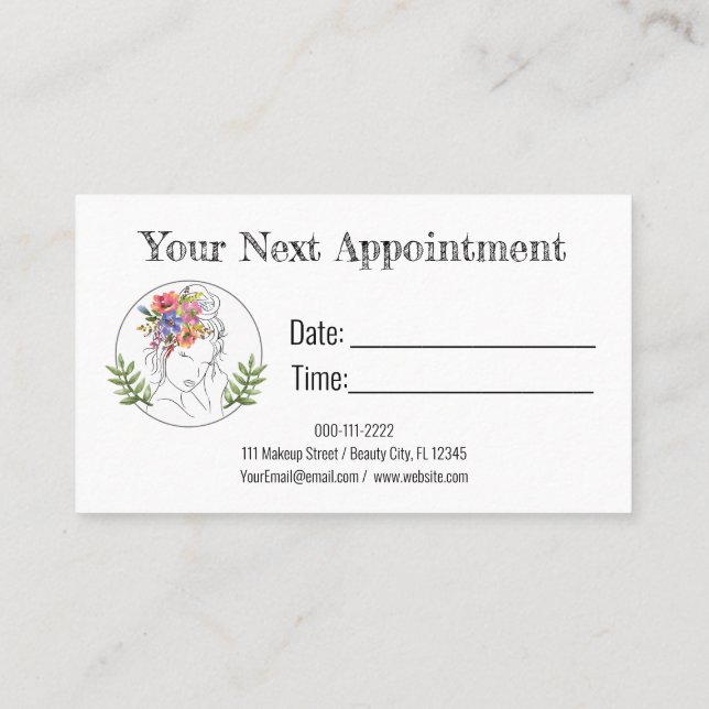 Modern Aesthetician Stylist Spa Elegant Chic Flora Appointment Card (Back)