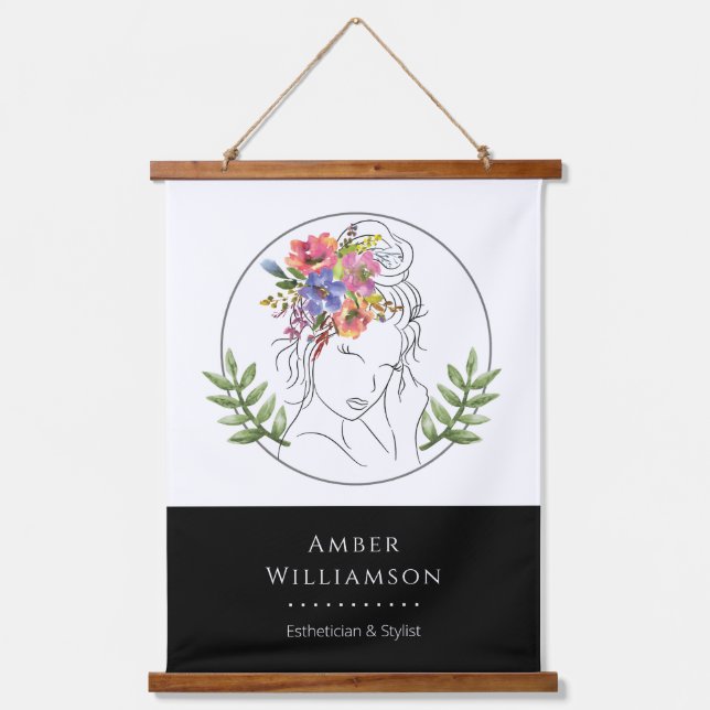 Modern Aesthetician Stylist Spa Elegant Chic Flora Hanging Tapestry (Front)