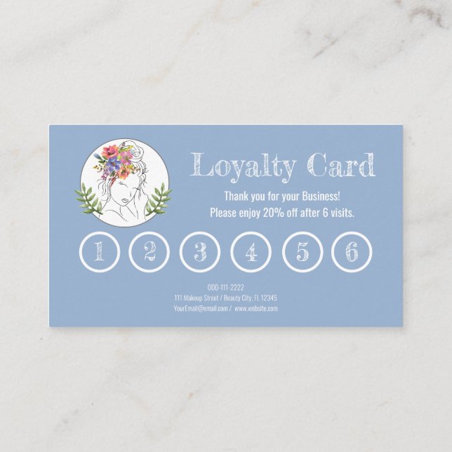 Modern Aesthetician Stylist Spa Elegant Chic Flora Loyalty Card (Back)