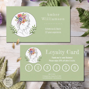 Modern Aesthetician Stylist Spa Elegant Woman Loyalty Card