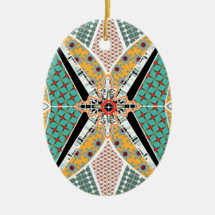 Modern Africa Centre Vibrant Pattern Ceramic Ornament