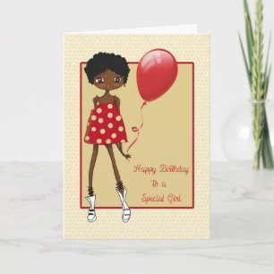 Modern African American Girl, Birthday Card