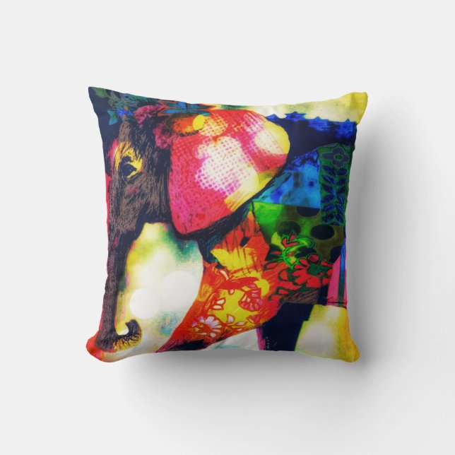 Modern African Elephant Pop Art Contemporary Cushion (Front)