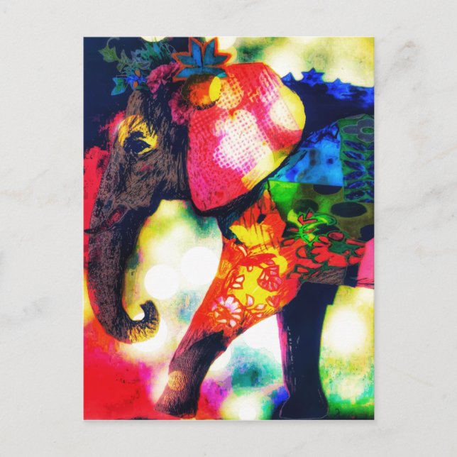 Modern African Elephant Pop Art Contemporary Holiday Postcard (Front)