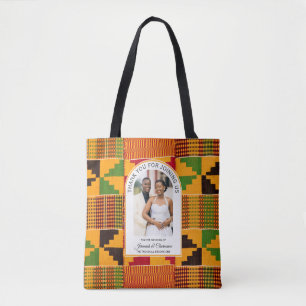 Modern African Ghana Kente WEDDING Guest Favour Tote Bag