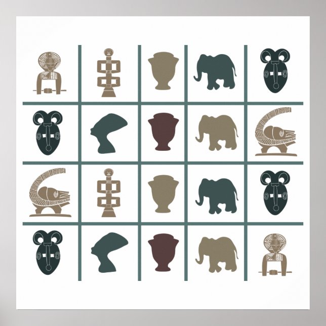 Modern African motifs and symbol art Poster (Front)