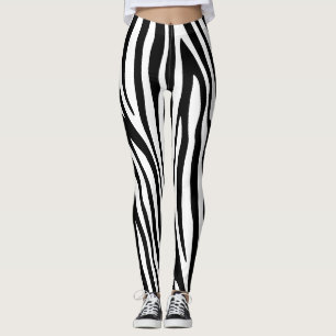 Modern African Mountain Zebra Animal Print Pattern Leggings