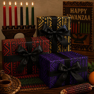 Modern African Mudcloth Inspired Wrapping Paper Sheet