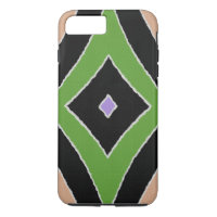 Modern African Print green purple black linen look