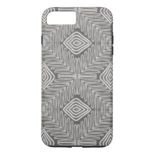 Modern African Tribal Grey Leather Look iPhone 8 Plus/7 Plus Case