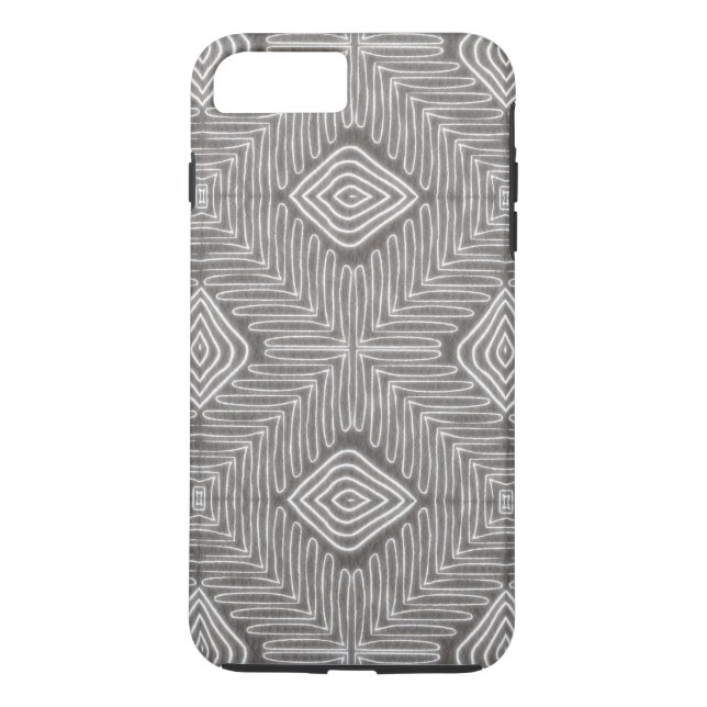 Modern African Tribal Grey Leather Look Case-Mate iPhone Case (Back)