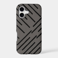Modern African Tribal Lines Grey Leather Look