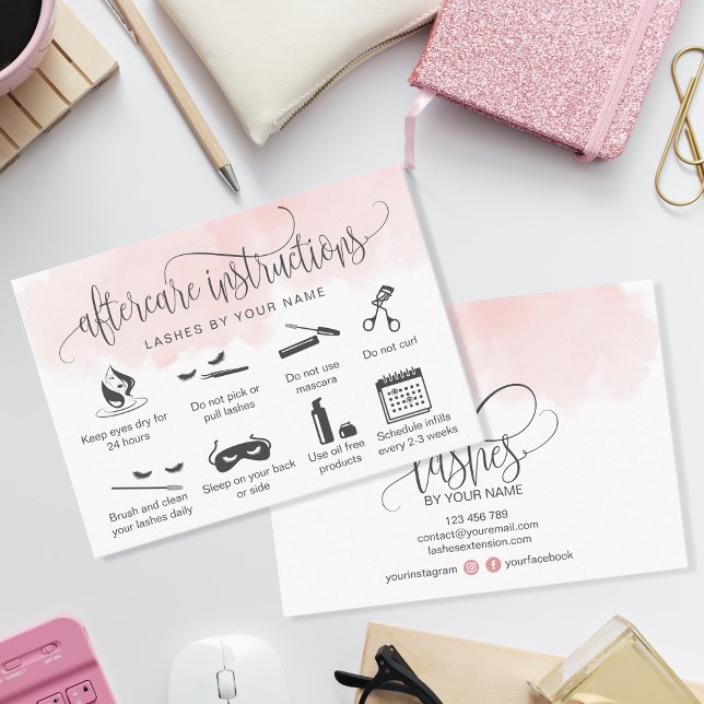 Modern aftercare card eyelash extensions icons (Creator Uploaded)