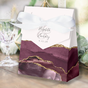 Modern Agate Geode Burgundy Gold Blush Favour Box
