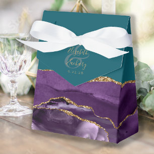 Modern Agate Geode Purple Gold Teal Favour Box