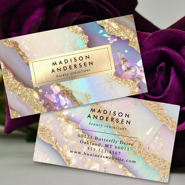 Modern Agate Gold Glitter Glam Business Card (Creator Uploaded)
