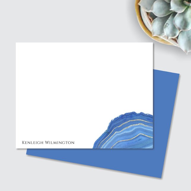 Modern Agate Marble Blue Gold Glitter Geode Card (Creator Uploaded)
