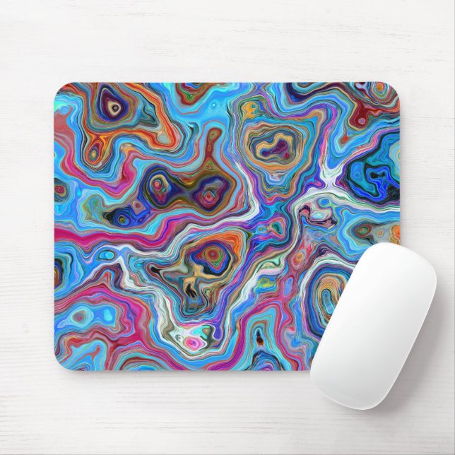 Modern agate marble Elegant blue pattern Trendy Mouse Pad (With Mouse)
