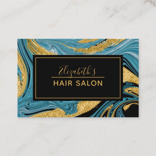 Modern Agate Marble Professional Hair Stylist Business Card (Front)