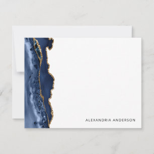 Modern Agate Navy Blue Gold Glitter Marble Geode Card