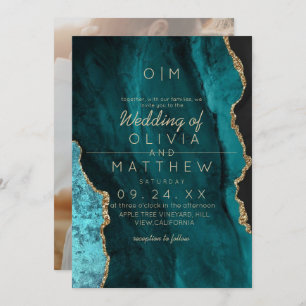 Modern Agate Turquoise Wedding Invitation
