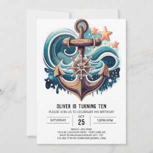 Modern Ahoy Birthday Invitation