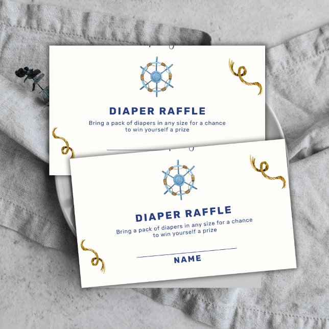 Modern Ahoy Nautical Boy Diaper Raffle Baby Shower Enclosure Card (Modern Ahoy Nautical Boy Diaper Raffle Baby Shower Enclosure Card)