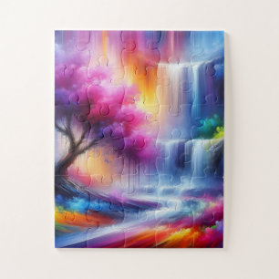 Modern AI Generated Abstract Painting Waterfall Jigsaw Puzzle
