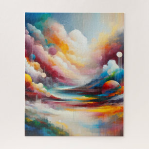 Modern AI Generated Art Colourful Landscape Jigsaw Puzzle