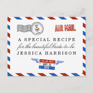 Modern Airmail Bridal Shower Recipe Cards