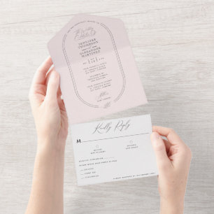 Modern Airy Light Soft Pink Wedding All In One Inv All In One Invitation