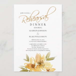 Modern Airy Yellow Wedding Rehearsal Dinner Invitation