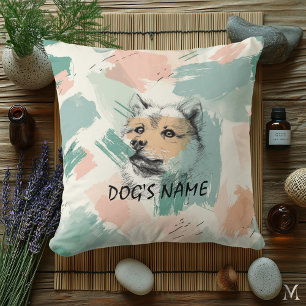 Modern Akita Inu Portrait – Abstract Pastel Art Cushion