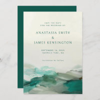 Modern Alcohol Ink Green Abstract Wedding