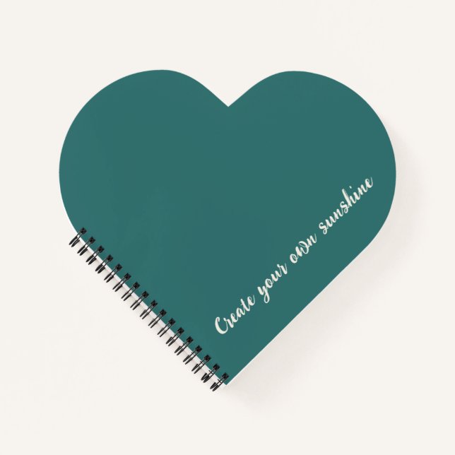 Modern Alexandrite Teal Geometric Monogram Heart Notebook (Front)