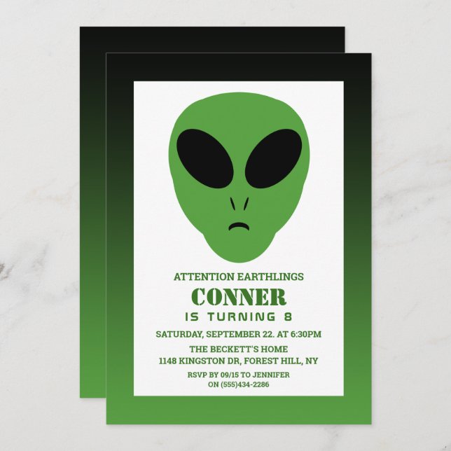 Modern Alien Any Age Birthday Invitation (Front/Back)