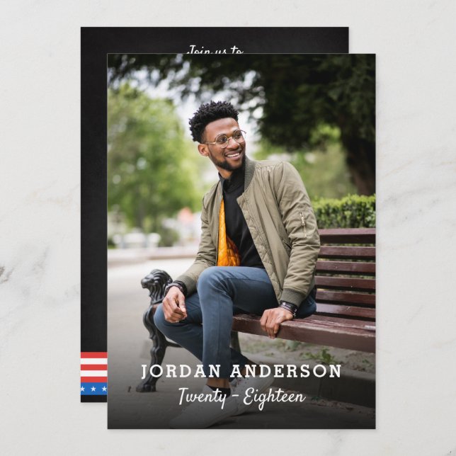 Modern All American Custom Photo Graduation Party Invitation (Front/Back)